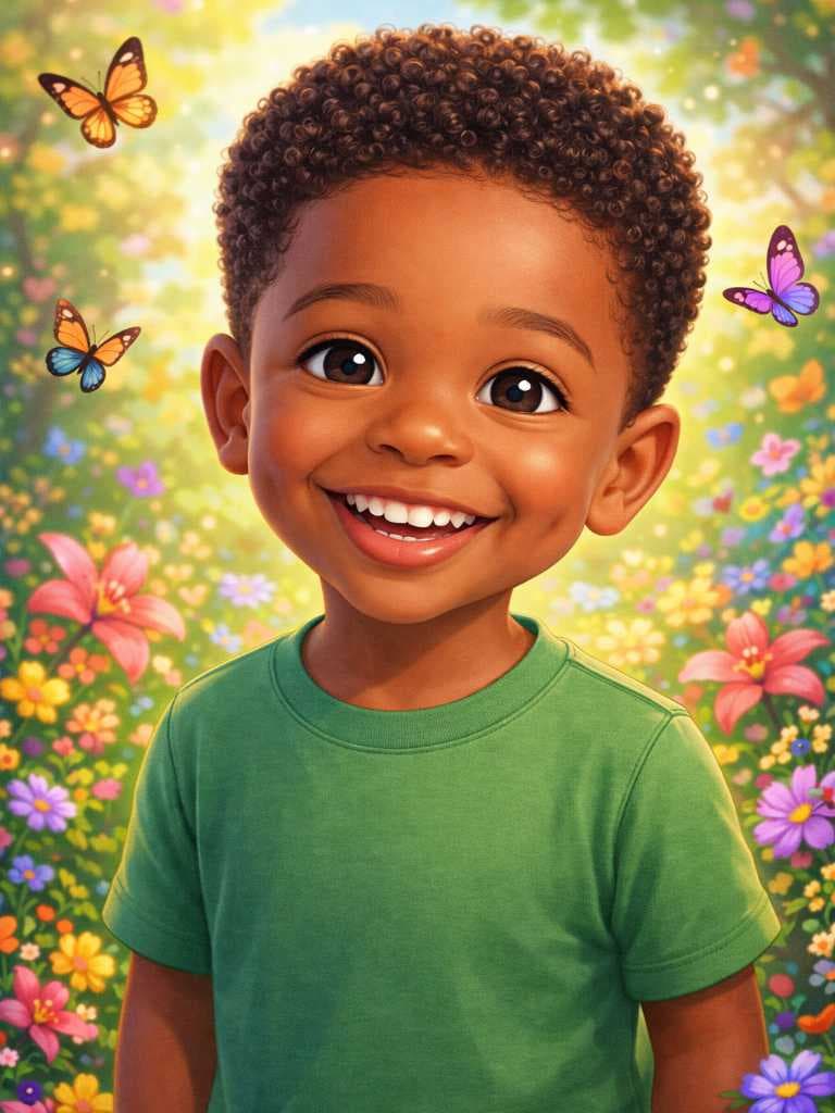 Child transformed into a book illustration